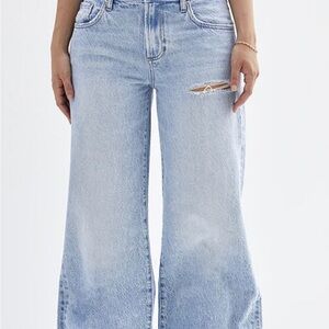 PACSUN Lena Light Indigo Ripped Slit Low Rise Super Baggy Jeans